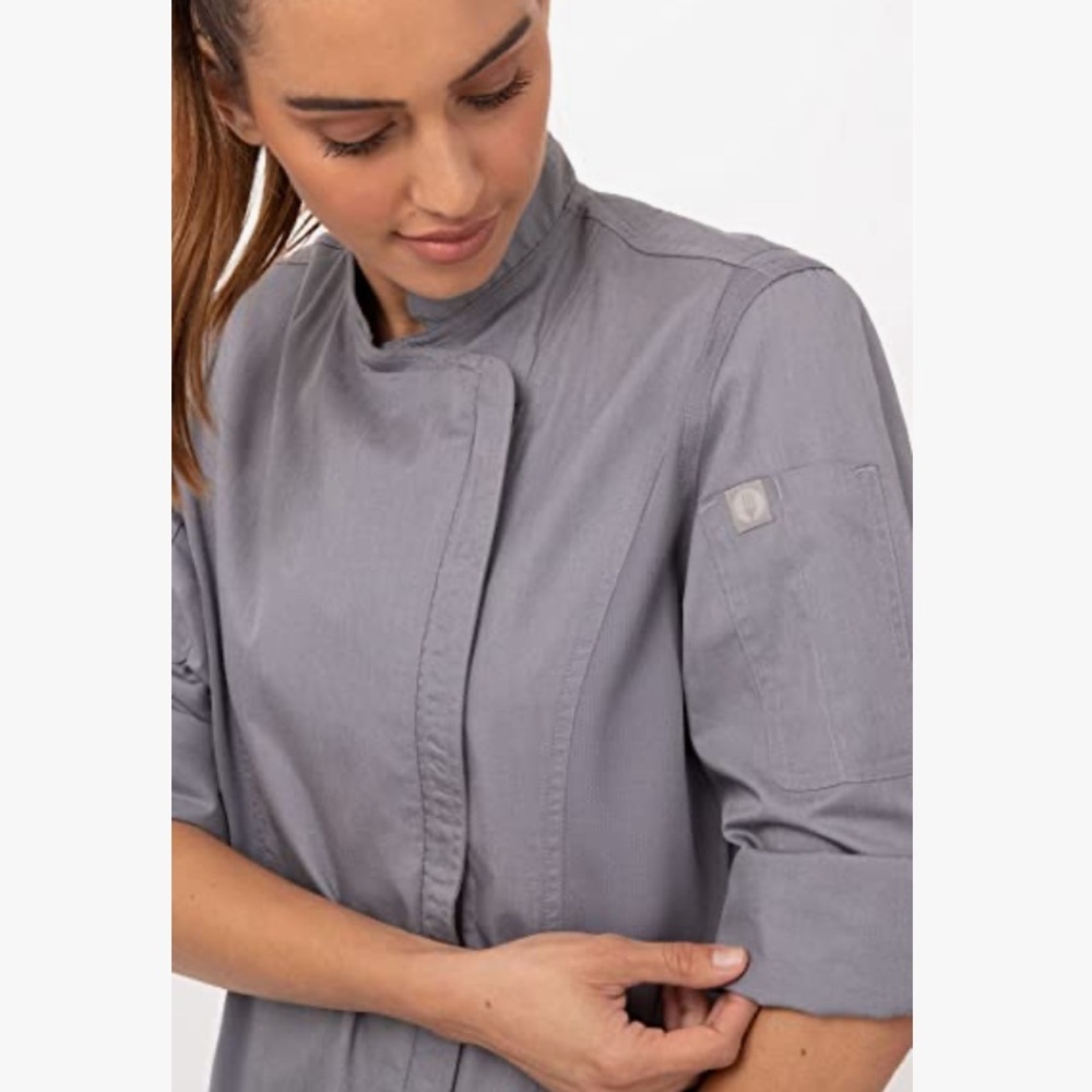 Chef Works Ladies Long Sleeve Chef Coat Jacket In Gray